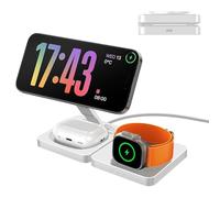 3 in 1 Wireless Charging Station for Apple,Foldable 15W Fast Magnetic Wireless Charger Stand for MagSafe for iPhone 16 Pro Max/16 Plus/15/14/13/12, for Apple Watch,for AirPods,White