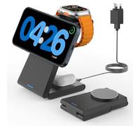 3 in 1 Wireless Charging Station for iPhone-CIYOYO Foldable Magnetic Wireless Charger for iPhone 17/16/15/14/13/12, Fast Charger Stand for Apple Watch 10/9/8/7/SE-Docking Station for AirPods 4/3/2/Pro