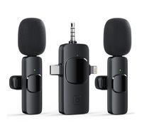 3 in 1 Wireless Lavalier Microphone for iPhone Android Camera USB-C, Noise Canceling Wireless Mini Microphone for YouTube, TikTok, Vlog, Game Live Streaming, Interviews, Video Recording