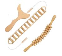 3-in-1 Wood Therapy Massage Tools Lymphatic Drainage Massager Maderoterapia Kit Wooden Gua Sha Massager Body Sculpting Tools for Muscle Pain Relief, Anti-Cellulite, Body Contouring and Shaping