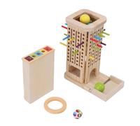 3 in 1 Wooden Board Game, a Colorful Fine Motor Skill Toy and a Color Matching Game with Sticks and Dice for Kids Cognitive Development and Logic Training