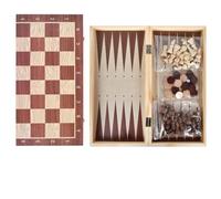 3 In 1 Wooden Chess Checkers Backgammon Set Portable Games for Adults Novice Experienced Players