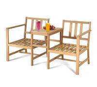 3 in 1 Wooden Companion Set Garden Table & Chair Love Seat W/Cushion