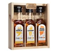 3-in-1 Wooden Gift Box of Chilli & Garlic, Naga & Cayenne Chilli Oil