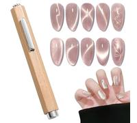 3 in 1 Wooden Handle Nail Magnet Cat Eye Magnet, Versatile Magnet Tool for Nails, Magnet for Cat Eye Gel Polish, Nail Magnets Suitable for Nail Art Magnet for Nail Polish Suitable for Nail Art