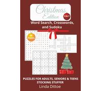 3-in-1 Word Search, Sudoku, Crosswords for Adults, Seniors, and Teens: Easy to Read Print about Christmas, Holidays, Santa and More | 6X9 inches, ... Holiday Relaxation and Memory Support