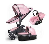 3-in-1Baby Stroller High Landscape Folding Two-Way Shock Baby Car Can Sit and Lay Light Trolley (Pink)