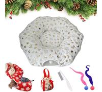 3-in-1Cat Tunnel Bed, Christmas Cat Tunnel Bed for Indoor Cats, Plush Washable Cushion Peekaboo Play Space for Kittens, Round and S-Shape Malfunction Pet Tube Donut Tunnel Cave for Cats (F)