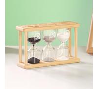 3-in-1Creative Bamboo Sand Timer, Includes 3, 5 and 10 Minute Sand Hourglass Timers, Sand Glass Timer for Making Tea,Brushing Teeth Game Hourglass Decor for Home Desk Office Wedding Decor