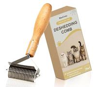 3-in-1Dematting & Deshedding Comb Undercoat Rake for Cats& Dogs，Detangling Matted Fur & Hair Remover Tool Pet Grooming Rake for Shedding and Dematting，Ergonomic beech wood handle (Round Handle)