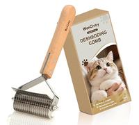 3-in-1Dematting & Deshedding Comb Undercoat Rake for Cats& Dogs,Detangling Matted Fur & Hair Remover Tool Pet Grooming Rake for Shedding and Dematting,Ergonomic beech wood handle (Square Handle)