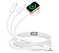 3 in 2 Charging Cable for Apple Watch,2M iWatch Charger Watch charger USB C Magnetic Fast Charging Cable for Apple-watch Series 9/8/7/6/5/4/3/SE/Ultra,iPhone 17/16/15/14/13/12/11/Pro/X/8/6