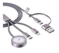 3 in 2 for Apple Watch Charger USB C - 4FT imodomio Travel Charging Cable for iPhone and iWatch Chargers, Upgraded Nylon Braided Charger for Apple Watch Series 10/9/8/Se/Ultra & iPhone 16/15/AirPods