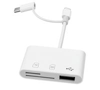 3 in 2 SD Card Reader for iPhone, USB-C & Lighting Connector SD Card Adapter for iPhone16 15/iPad/Android Samsung/Camera - Card Reader with SD/Micro SD/USB2.0