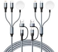 3 in 2 USB C Cable for Apple Watch Charger, Type C/Lightning for iPhone 16 Charger,Multi Charging Cable Cord,Portable Travel Essentials Designed for iWatch Ultra/SE/10-1 & iPhone Series-6ft/2Pack