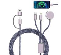 3 in 2 USB C Cable for Apple Watch iPhone Charger,Magnetic Charging USB C Multi Charger Cable Compatible with iWatch Ultra/SE/10/9/8/7/6/5/4/3/2/1 & iPhone 16/15/14/13/12/11/Galaxy S23-4FT