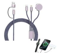 3 In 2 Usb C Multi Charger Cable, 10W Wireless Magnetic Charger for Apple Watch Fast Chargers, Compatible With iwatch Ultra/SE/10/9/8/7/6/5/4/3/2/1 & iPhone 16/15/14/13/12/11/Galaxy S23-4FT