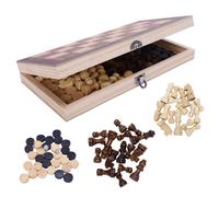 3 in1 Folding Wooden Chess Set Boards Game Checker