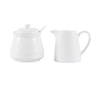 3 in1 Set 250ml/7.8oz Ceramic Milk Frothing Pitchers and 340ml/11.5oz Sugar Bowl with Spoon Breakfast Tea and Coffee Service, Porcelain Creamer Drip-Free Spout, Microwave and Dishwasher Safe