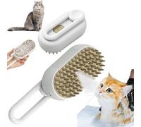 3 In1 Steamy Cat Brush - Self Cleaning Ste-am Cat Brush, Multifunctional Cat Grooming Brush, Pet Hair Removal Comb (White)