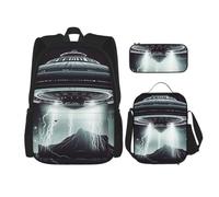 3 in1 Travel Laptop Backpack with Lunch Bag and Pencil Case Casual Daypack | Backpack For Men Women Laptop Bags Lunch Box Pen Bag Set Alien Spaceship Travel Rucksack