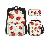 3 in1 Travel Laptop Backpack with Lunch Bag and Pencil Case Casual Daypack | Backpack For Men Women Laptop Bags Lunch Box Pen Bag Set Ladybugs Pattern Infinite Speckled Travel Rucksack