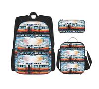 3 in1 Travel Laptop Backpack with Lunch Bag and Pencil Case Casual Daypack | Backpack For Men Women Laptop Bags Lunch Box Pen Bag Set Monorail Train Travel Rucksack