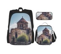 3 in1 Travel Laptop Backpack with Lunch Bag and Pencil Case Casual Daypack | Backpack For Men Women Laptop Bags Lunch Box Pen Bag Set Armenian Church Travel Rucksack