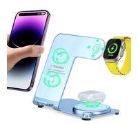 3 in1 Wireless Charger Station, TECHGEAR 15W Fast Wireless Metal Charging Dock Stand for iPhone 16/1514/13/12/11/Pro/Max/Plus,Air Pods 3/2/1/Pro,Apple Watch Series 10-2, Samsung S24/23/22/21 Ultra etc