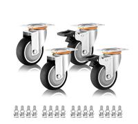 3 Inch 4 Inch 5 Inch Heavy Duty Industrial Plate Casters, Moving Silent Thermoplastic Rubber Wheels for Furniture, Trolley Replacement Swivel Casters with Brakes (4 Pack) (Swivel+brake 75mm/