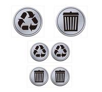 3 Inch & 6 Inch Trash & Recycle Bin Sticker Combo Pack Brushed Silver - Garbage Bin and Waste Basket Label Recycling Stickers Kitchen Pantry Office Organization for Trash and Recycling Setup 20 Pcs