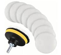 3 Inch (80 mm) Wool Polishing Buffing Pad, 10 Pcs Car Polisher Buffer Drill Attachment Waxing Discs Wheel Pads with M10 Drill Adapter for Car Polishing, Boat Metal Polishing