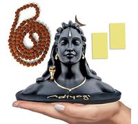 3 Inch Adiyogi Statue with Rudraksh Mala/Resin Car Dashboard Idols/Lord Shiva for Pooja/Shivratri Gift/Decor/Shiv Murti/Mahadev Statues/Decorative Items for Home/Office(Black)