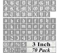 3 Inch Alphabet Letter Stencils for Painting - 70 Pack Old English Letter Stencil Templates with Numbers and Signs for Painting on Wood, Reusable Letters Stencils for Chalkboard Wood Signs & Wall Art