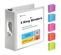 3 Inch Binder 3 Ring Binders Grey, Slant D-Ring 3” Clear View Cover with 2 Inside Pockets, Heavy Duty Colored School Supplies Office and Home Binders - By Enday