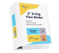 3 Inch Binder 3 Ring Binders White, Slant D-Ring 3” Clear View Cover with 2 Inside Pockets, Heavy Duty Colored School Supplies Office and Home Binders - by Enday