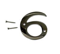 3-Inch Chrome Door Numbers - Polished Screw-On Numerals 6, Elegant & Bold, Suitable for All Door Types