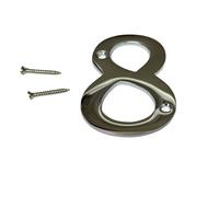 3-Inch Chrome Door Numbers - Screw On Number 8 - Elegant & Bold Numerals - Suitable for All Door Types