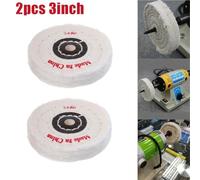 3 Inch Cloth Buffing Polishing Wheels 2pcs Set with Leather Center Hole, Suitable for Polishing Jewelry, Stainless Steel, Aluminum, Wood, Ceramic, Plastic, and Glass Surfaces