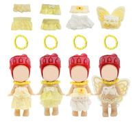3 Inch Doll Clothes Compatible with Sonny Angel 4 Sets Doll Outfit Includes Top Skirt Shoes Necklace Cute Display and Decoration Accessories for Collectors Boy Girl Gift, Doll Not Included