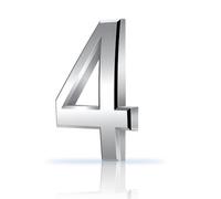 3 Inch Door Numbers 3D Design House 0-9 Numbers Electroplating Self Weatherproof Adhesive Street Apartment Stickers for Hotel Courtyard Cafe Bin Mailbox(Silver,4)