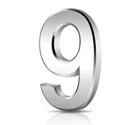 3 Inch Door Numbers, 3D Self Adhesive Mailbox Numbers 0-9, Address Numbers Waterproof House Numbers Street Number Stickers for House Mailbox Apartment Hotel Courtyard Cafe, Silver (Silver9)