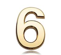 3 Inch Front Door Numbers, 3D Self Adhesive House Numbers Plaques Waterproof Mailbox Signage DIY Chrome Polished Address Numbers Sign for Home Office Hotel Apartment Door Room Wall, Gold (6)