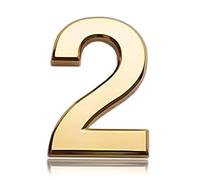 3 Inch Front Door Numbers, 3D Self Adhesive House Numbers Plaques Waterproof Mailbox Signage DIY Chrome Polished Address Numbers Sign for Home Office Hotel Apartment Door Room Wall, Gold (2)