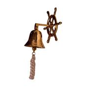 3 Inch Full Brass Nautical Bell with Captain's Wheel Hook: Unique Pirate Ship Marine Décor Gift Home & Temples