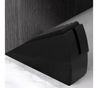 3 Inch Heavy Duty Door Stop Wedge Stainless Steel Rubber Door Stoppers for Bottom of Door, Adjustable Door Stop Wedge Suits Any Heavy Door, Black Large Wedge Door Stoppers, Non Slip Doorstop (Black)