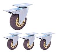3-Inch Heavy Duty Rubber Swivel Caster Wheels 100mm Non-Slip Silent 480kg Capacity for Furniture Industrial Trolleys Hospital Carts - Grey with 4 Brakes