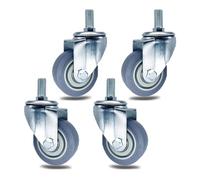 3-Inch Heavy-Duty Swivel Casters with Brake - 4-Pack Rubber Wheels M14/M16/M20 Threaded Stem - Ideal for Tools Industrial Equipment and Furniture