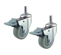3 Inch High Elastic Tread Universal Wheel Casters with Brake M12X25 Wearable Industrial Casters 2Pcs Casters