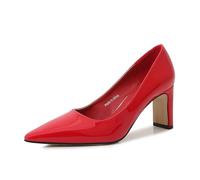 3 Inch High Heels for Women | 7.5cm Block Heel Pointed Toe Pumps for Wedding, Office, Dances, Birthday Party | Multiple Colors,Red,4.5 UK